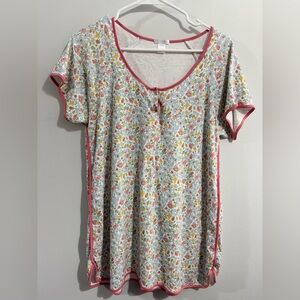 Women's Pink-Trim Floral Nightshirt